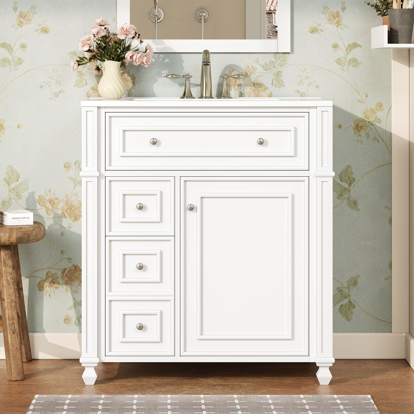 Bathroom Vanity Cabinet With Sink, Soft Close Doors With Door Organizer