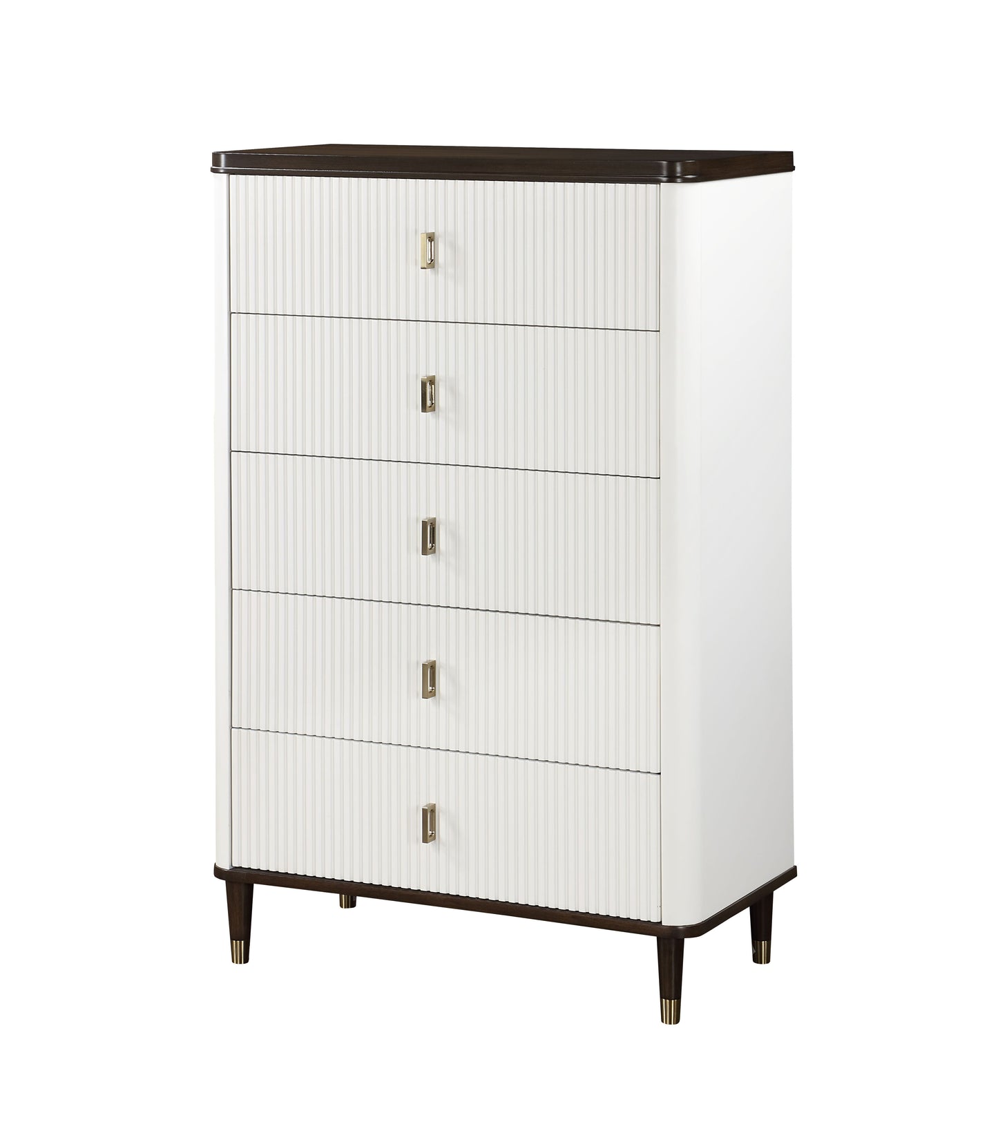 Carena - 5 Piece Bedroom Set (Eastern King Dresser Chest Mirror Nightstand) - Brown / Light Gray / White