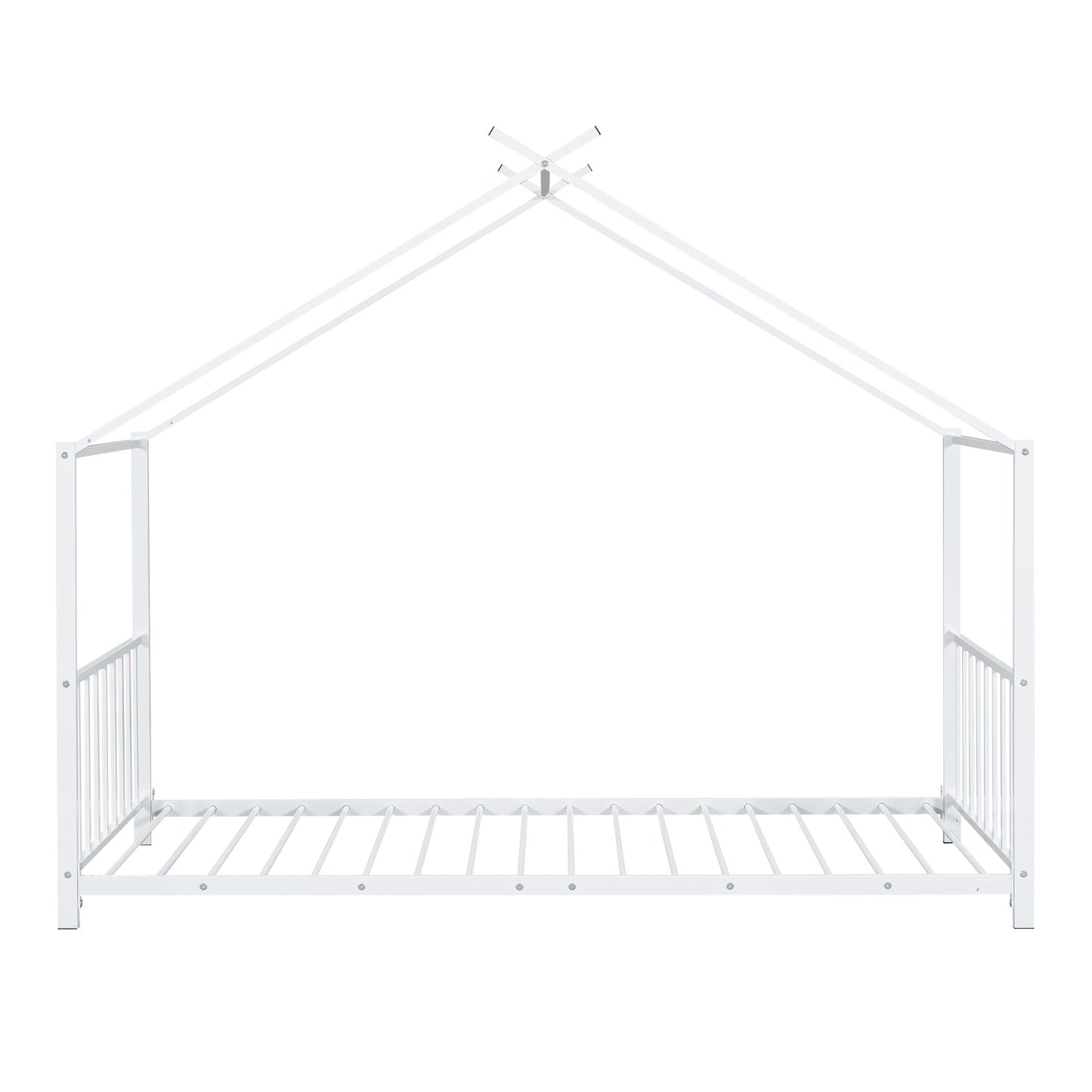 Twin Size Metal House Platform Bed - White