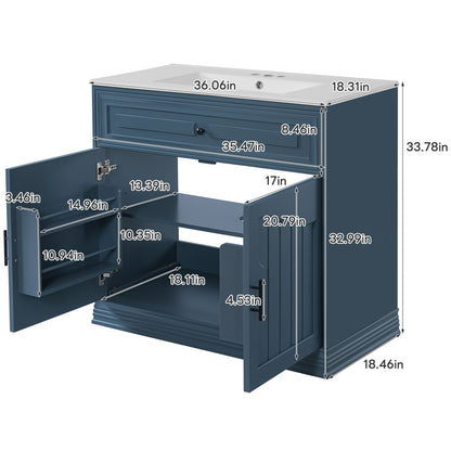 Bathroom Vanity With Sink, Cabinet With 2 Soft Closing Doors