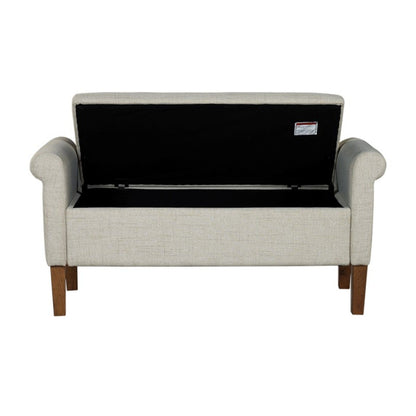 Upholstered Storage Bench With Rolled Armrests