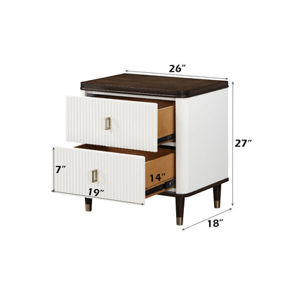 Carena - Night Stand With USB - White / Walnut