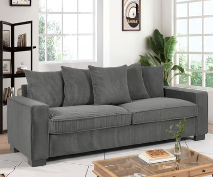 Luxe Sofa With 5 Matching Toss Pillows, Sleek Design, Spacious And Comfortable 3 Seater Couch