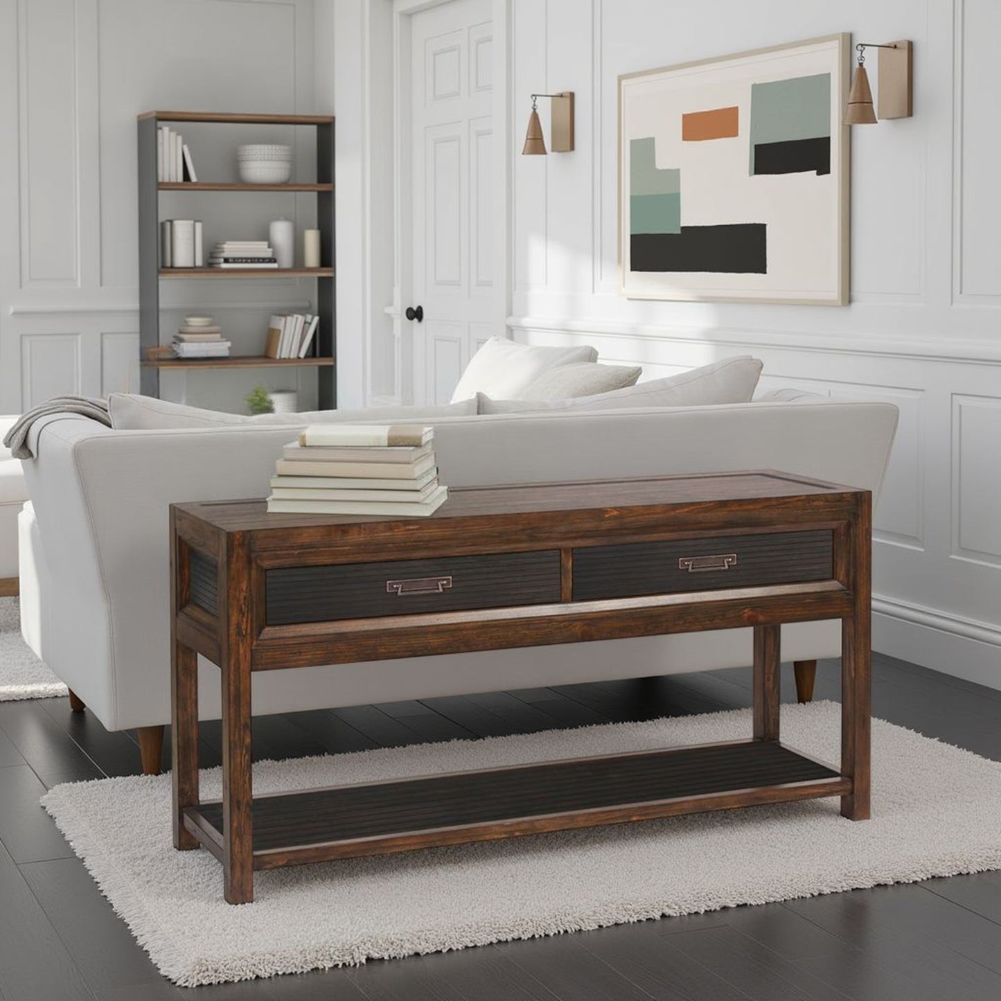 2 Drawer Sofa Table, 2 Tone - Brown