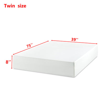8" Twin Green Tea Memory Foam Mattress In Box - White
