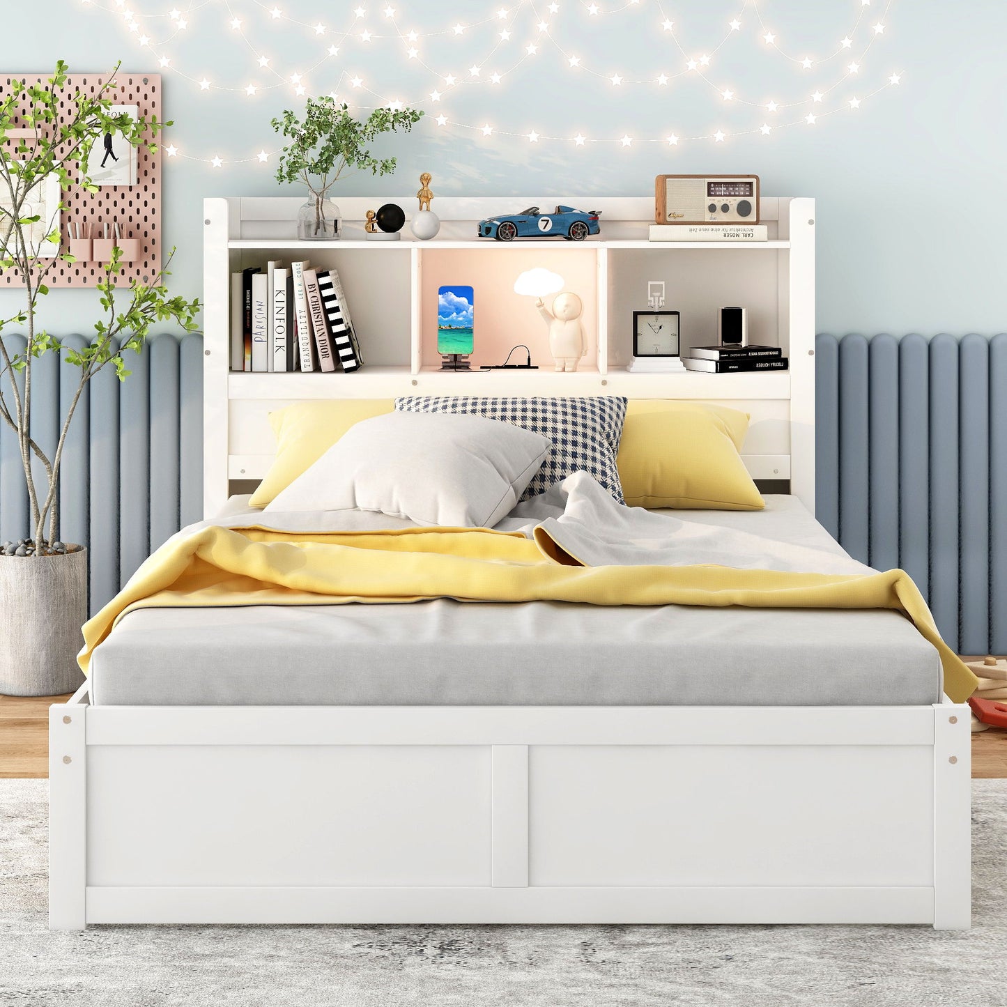 Storage Platform Bed With Pull Out Shelves, Trundle, And 2 Drawers
