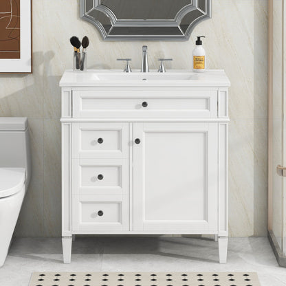 Bathroom Vanity With Top Sink, Storage Cabinet With 2 Drawers, Tip Out Drawer