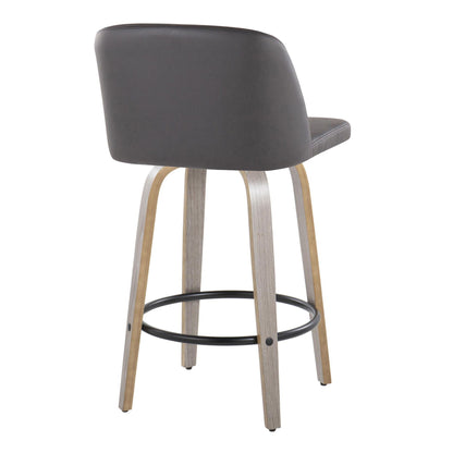 Toriano - Contemporary Fixed Height Counter Stool With Swivel & Round Footrest (Set of 2)