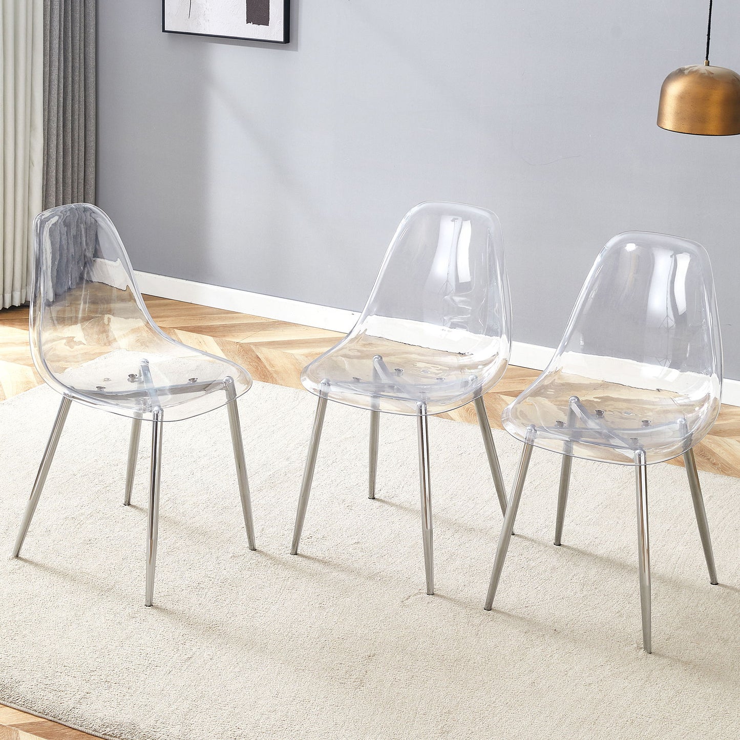 Modern Transparent Ergonomic Dining Chair With Metal Legs And Comfortable Design
