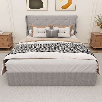 Bed With Gas Lift Storage, USB Ports