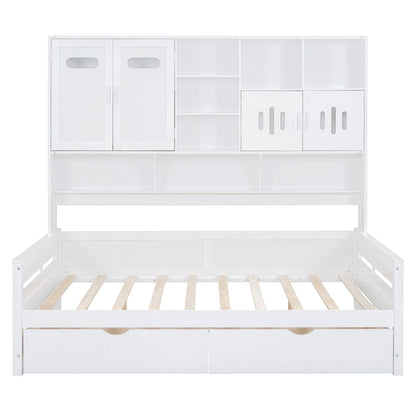 Daybed With All-In-One Cabinet And Shelf