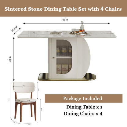 Dining Table Set With Storage, Includes Chairs For Kitchen