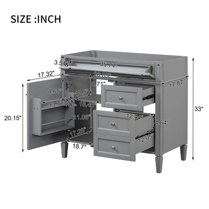 Bathroom Vanity Without Top Sink, Modern Bathroom Storage Cabinet With 2 Drawers And A Tip-Out Drawer