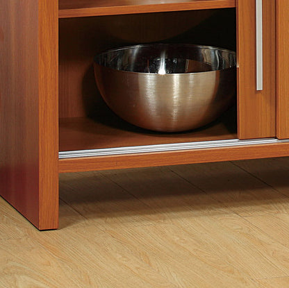 Sideboard Buffet Entry Cabinet Sliding Doors Metal Bar Handles Four Shelves
