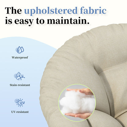 Ergonomic Wicker Chair With Cloud Thick Density Cushion, 3 Proof Cover High Capacity Iron Frame Fluid 360° Swivel