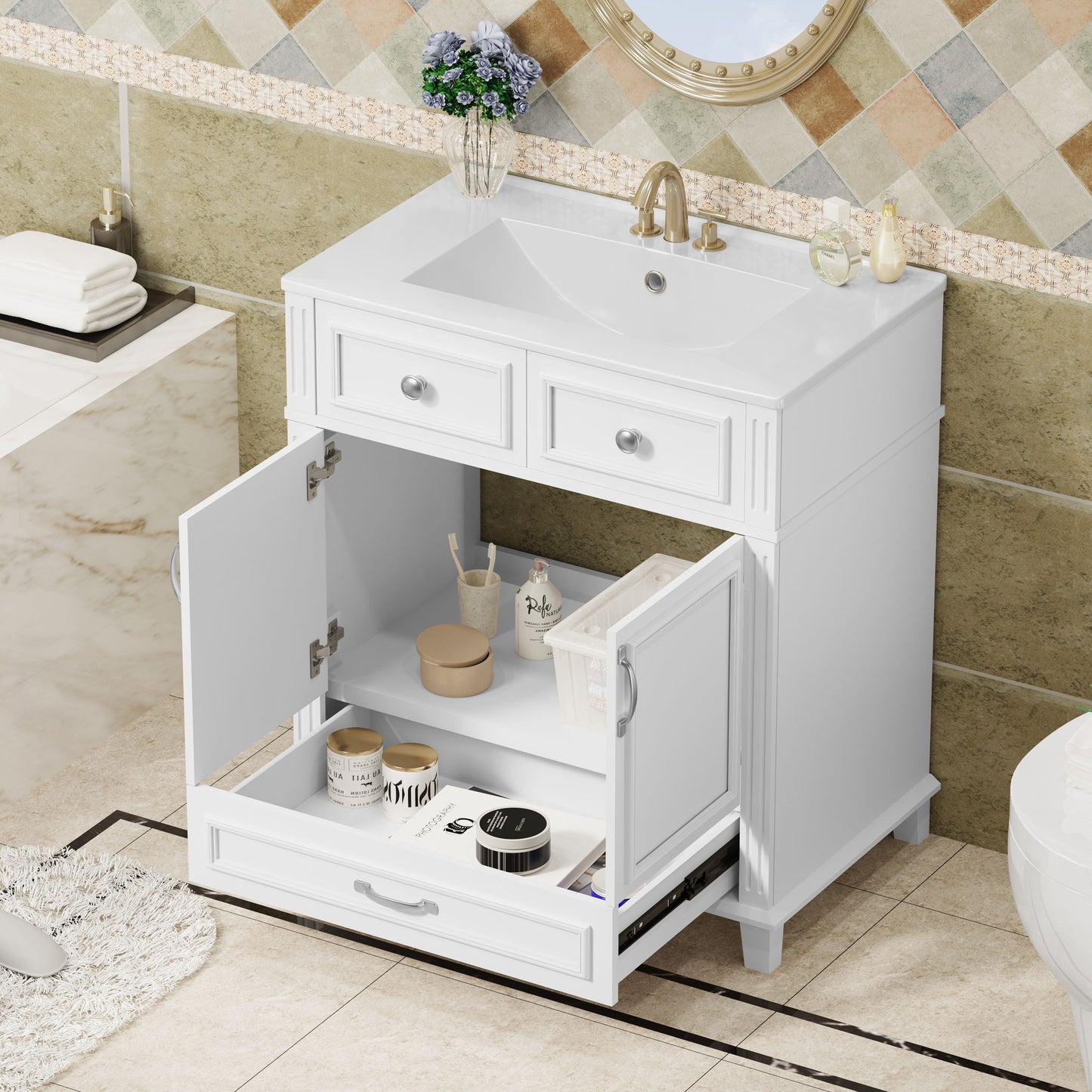 Bathroom Vanity With Sink, Storage Cabinet