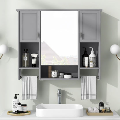 Wall Mounted Bathroom Storage Cabinet With Mirror, Medicine Cabinet With Towel Bar