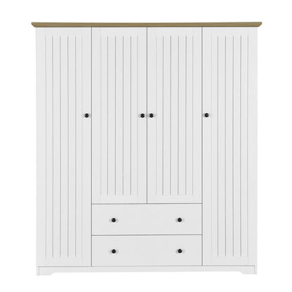 4 Door Wardrobe Armoire With 2 Drawers