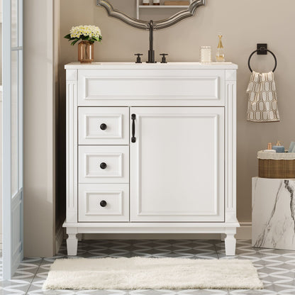 Bathroom Vanity With Sink, Cabinet With 2 Drawers And Adjustable Shelf