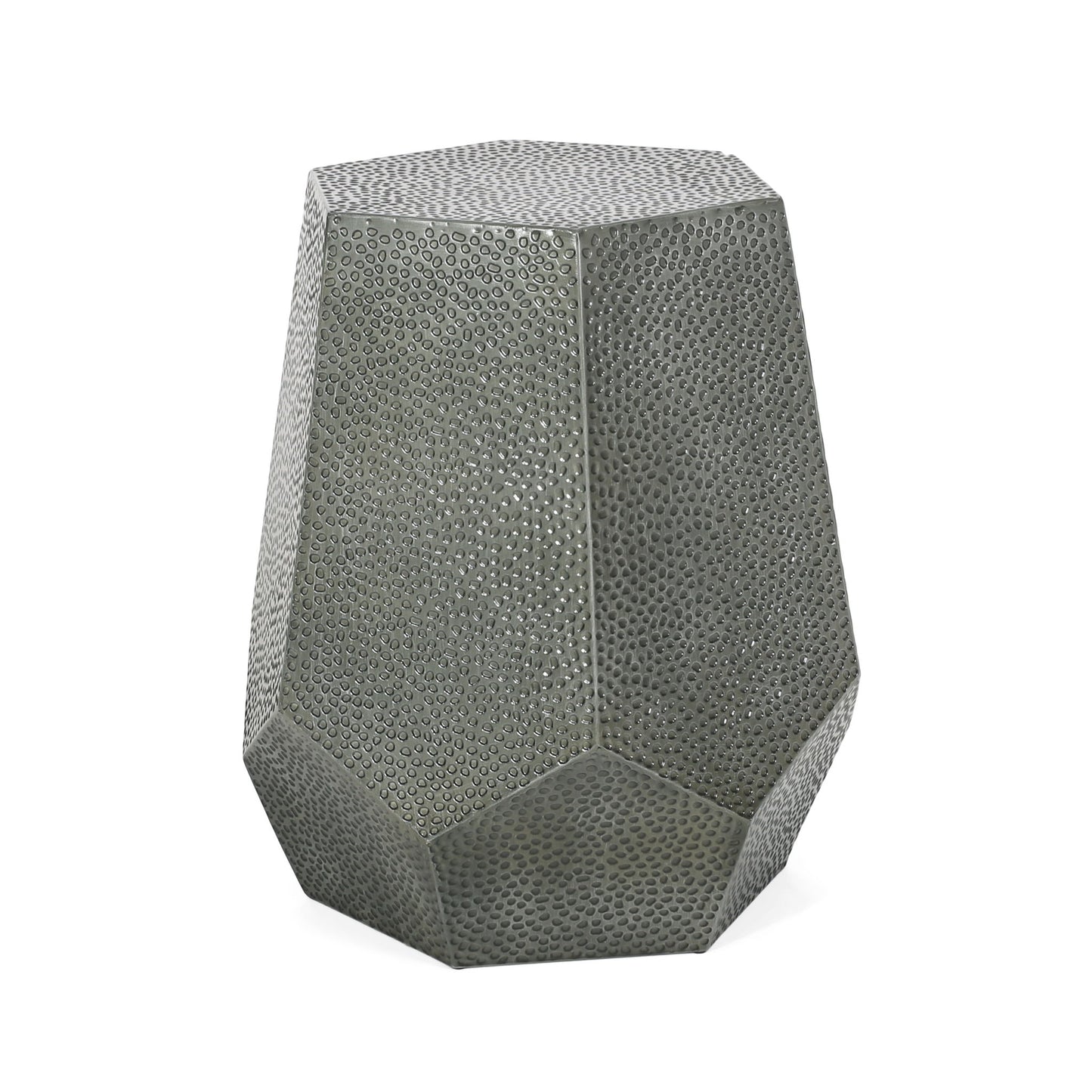 Modern Hammered Iron Geometric End Table