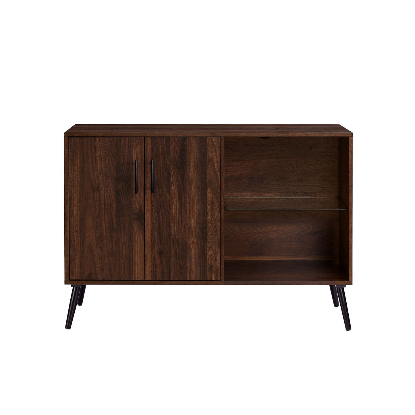 Contemporary Glass Shelf Buffet - Dark Walnut