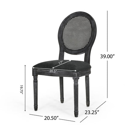 French Country Dining Chair With Cane Backrest (Set of 2)