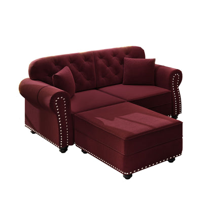 Upholstered Sofa Set With Nailhead Trim And Rolled Armrests, Includes Pillows