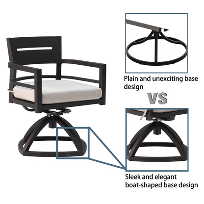 Outdoor Modern Dining Set, Chairs Sunbrella Cushioned And Dining Table With Umbrella Hole