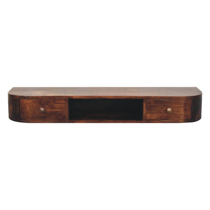 Lunar - Floating Console With 2 Drawer - Chestnut