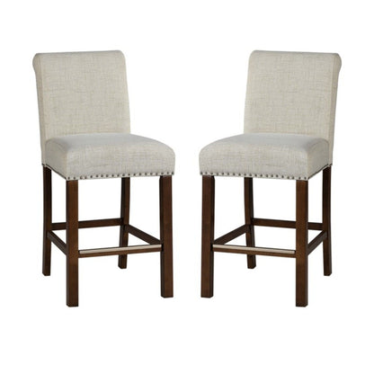 Upholstered Counter Stool With Nailhead Trim (Set of 2)