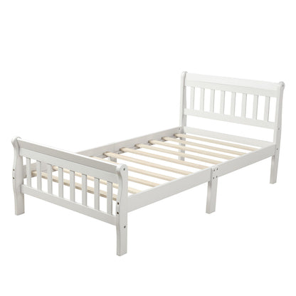 Platform Bed, Mattress Foundation Sleigh Bed With Headboard, Footboard, Slat Support