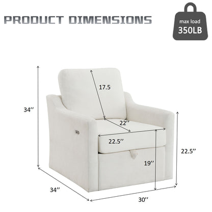 Swivel Arm Chair With USB Type-C Charging And Book Pocket