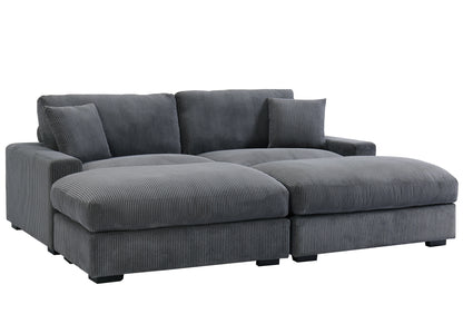 4 Seater Oversized Sectional Sofa With 2 Ottoman And 2 Pillows