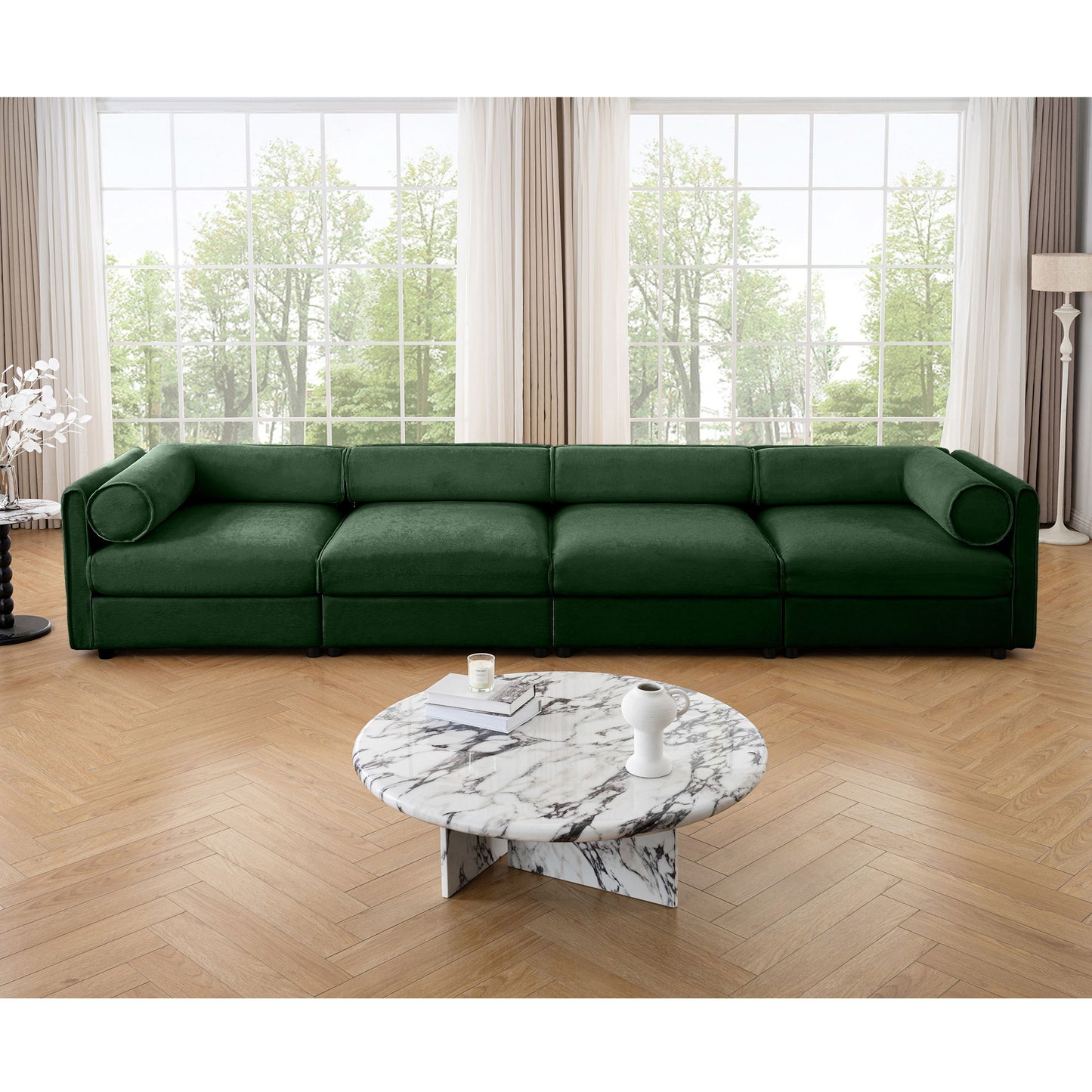 Stylish Sofa With Storage Seat And Cylindrical Backrest