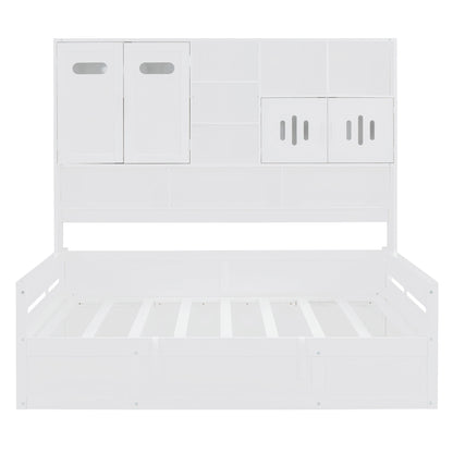 Daybed With All-In-One Cabinet And Shelf