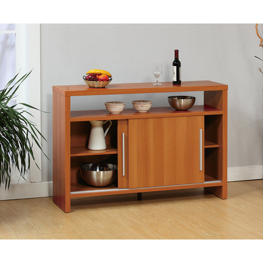 Sideboard Buffet Entry Cabinet Sliding Doors Metal Bar Handles Four Shelves