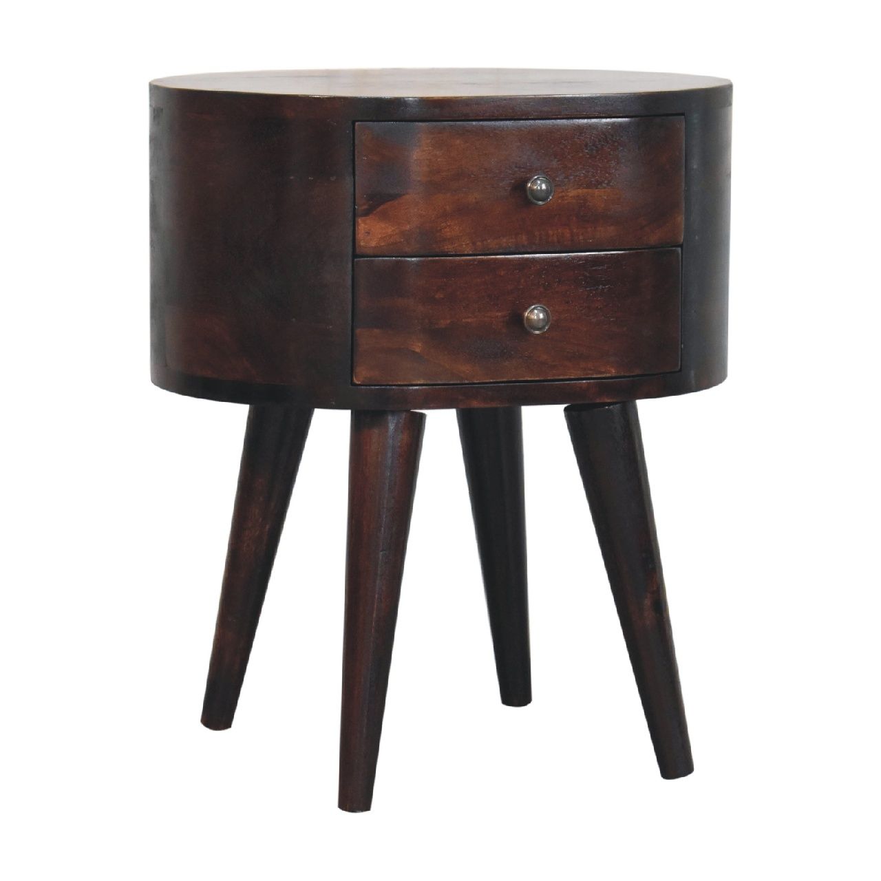 Rounded Bedside Table - Walnut