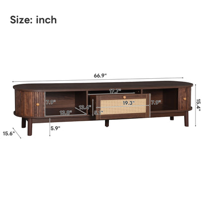 TV Stand For 75" TVs With Drawer, 1 Drawer And 2 Sliding-Door Cabinets - Dark Brown
