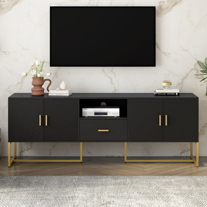 TV Cabinet With 1 Drawer, 2 Cabinets, Handles And Anti-Tip Device
