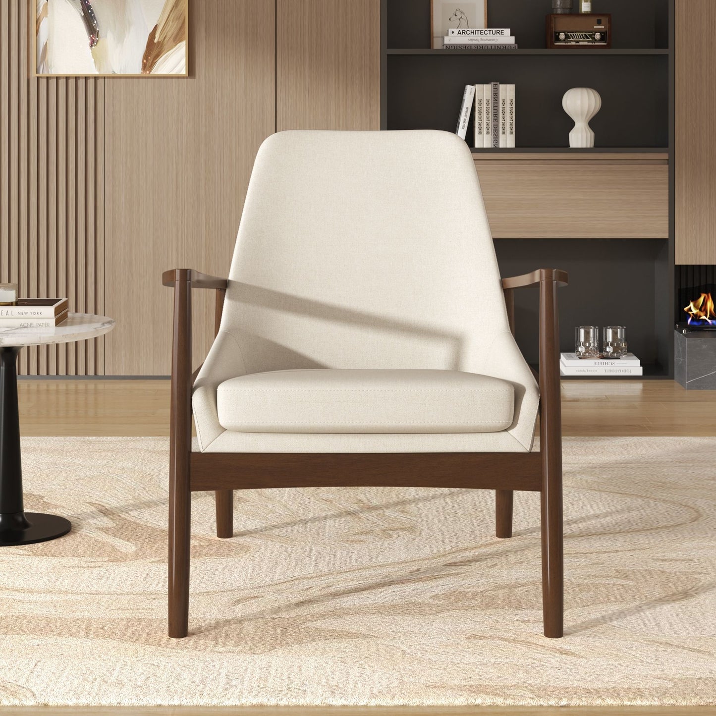 Mid-Century Modern Accent Armchair With High Back
