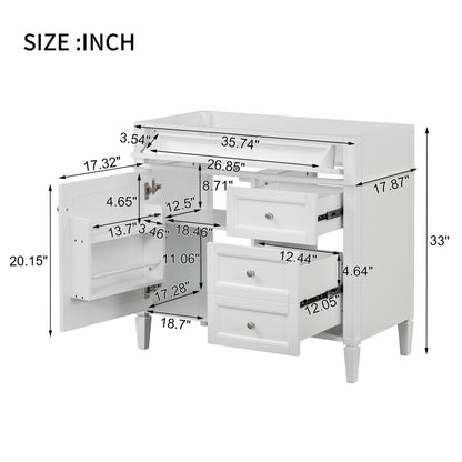 Bathroom Vanity Without Top Sink, Modern Bathroom Storage Cabinet With 2 Drawers And A Tip-Out Drawer