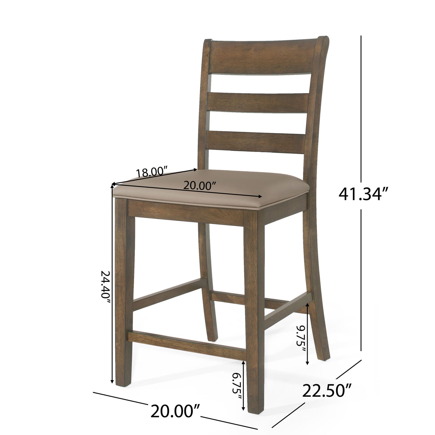 Farmhouse Upholstered Wood Counter Stools