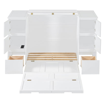 Murphy Bed With Drawers, Cabinets, And USB Ports