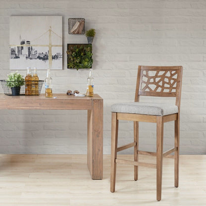 Carmel - Upholstered Barstool With Cracked Ice Pattern - Light Gray