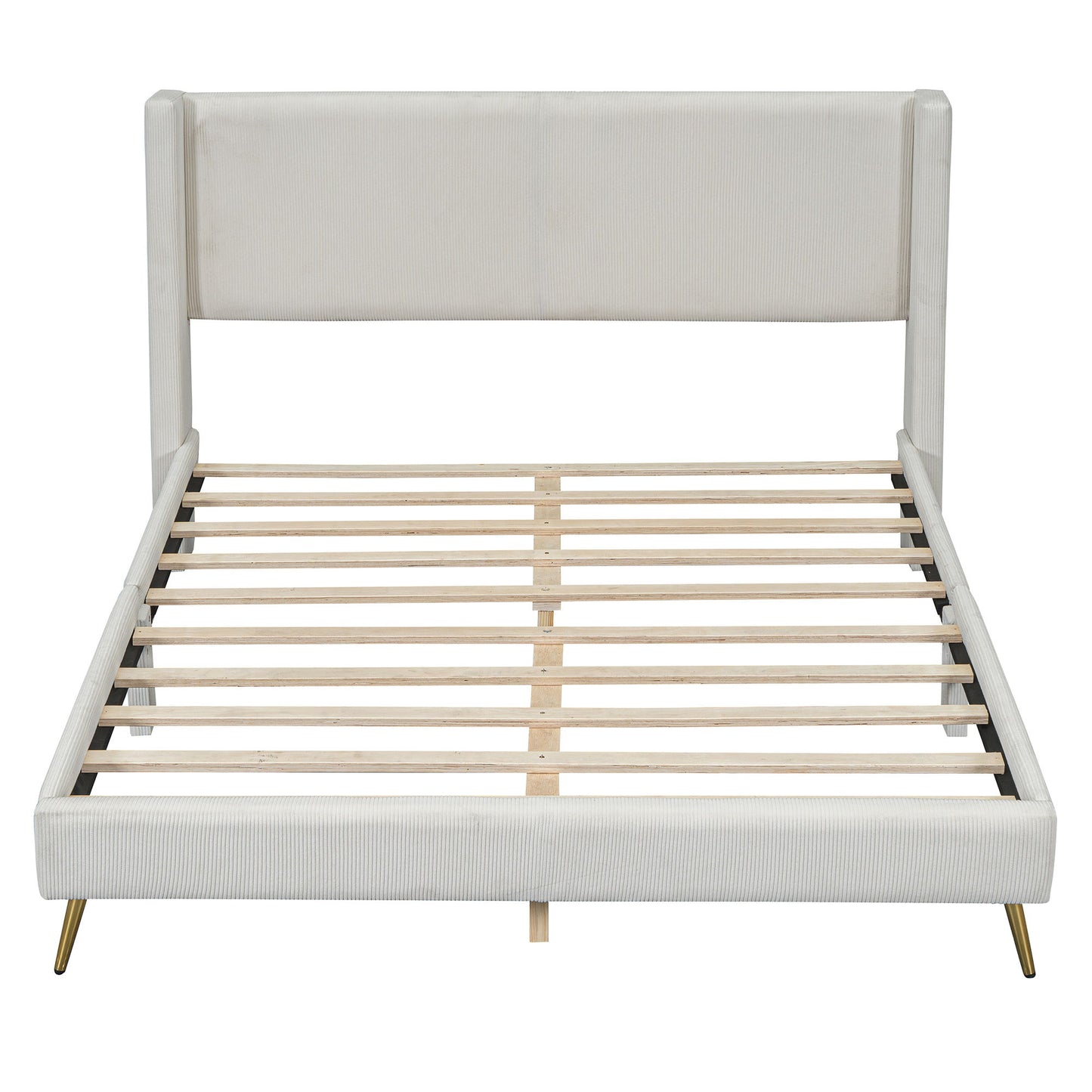 Platform Contemporary Bed With Legs And Upholstered Headboard