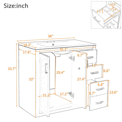 Bathroom Vanity With Sink Combo, Storage Cabinet, Freestanding Set With 3 Drawers & Soft Closing Doors