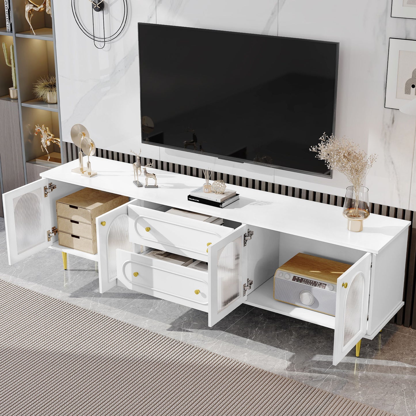 TV Cabinet With 2 Drawers And 2 Cabinets