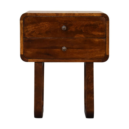 U Curved Nightstand - Brown