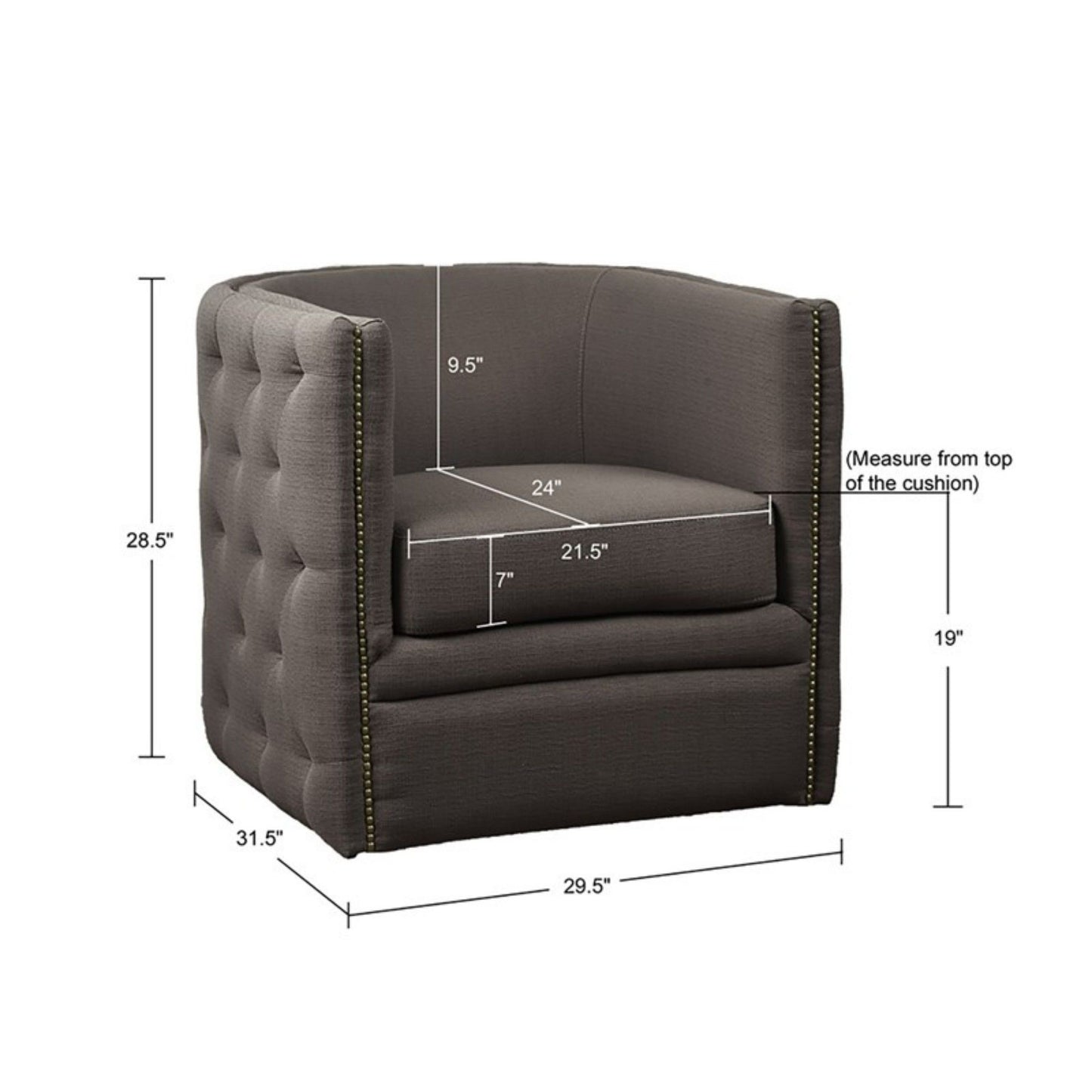 Capstone - Swivel Barrel Chair With Nailhead Accents And Button Tufting