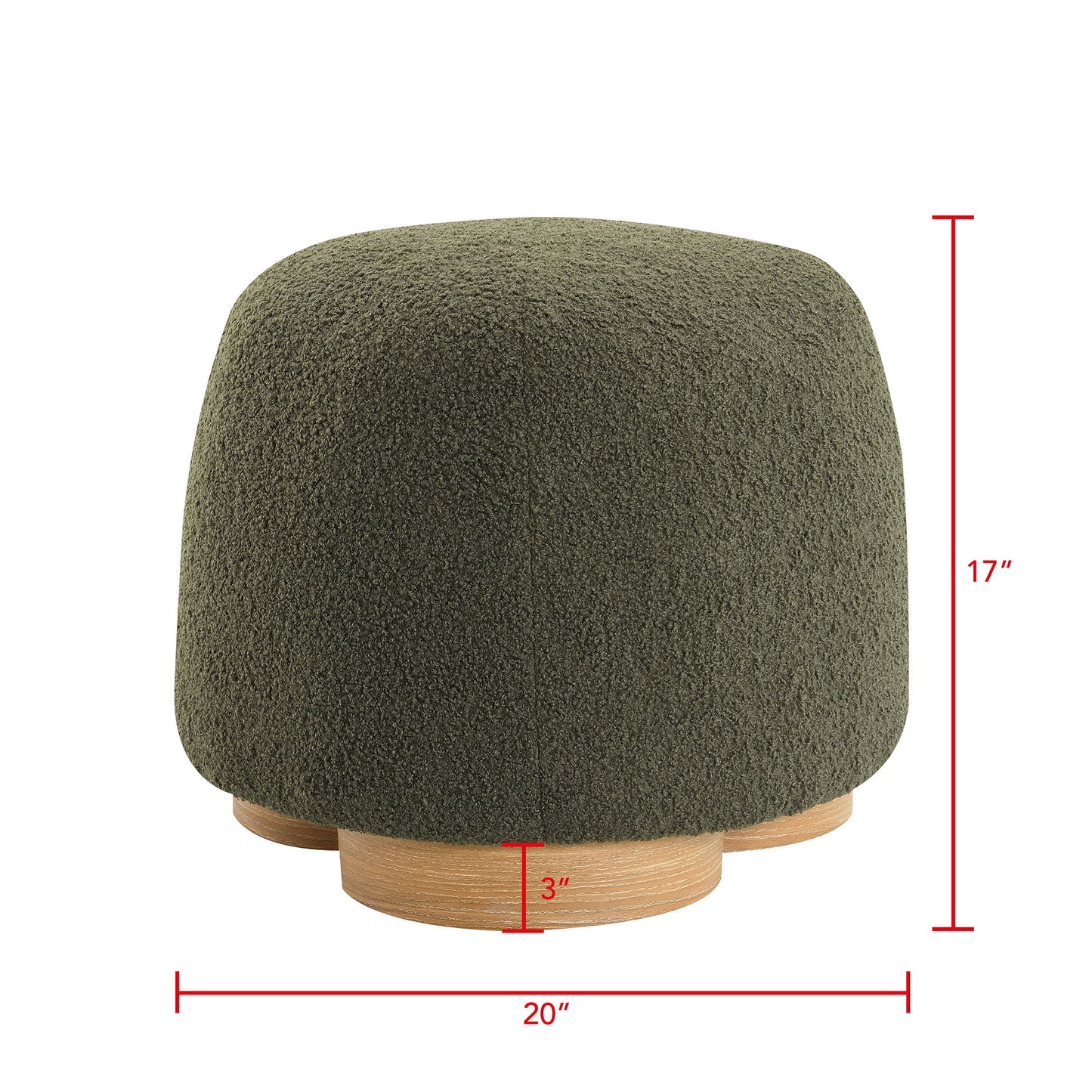 Round Soft Teddy Fabric Upholstered Ottoman With Metal Accents